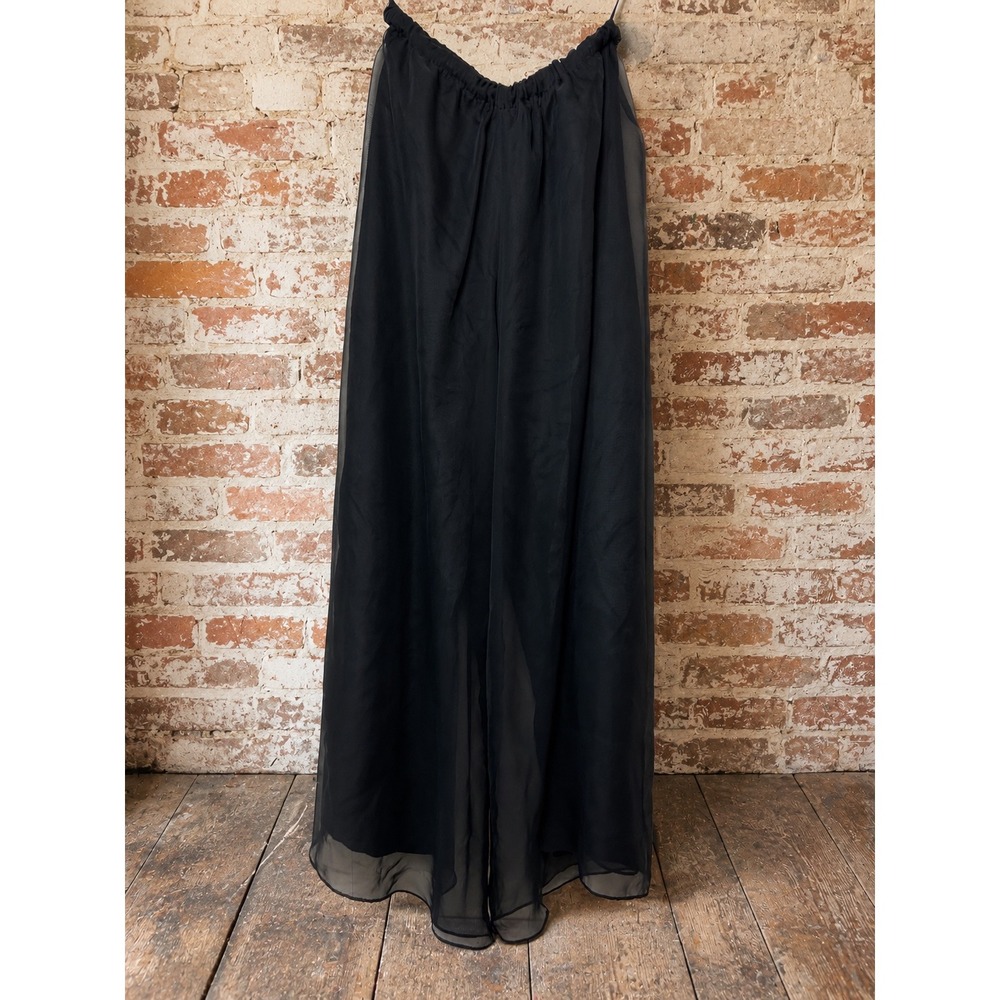 Black Wide Leg Evening Pants 10 Formal Flowy Palazzo Whimsigoth Boho Lagenlook